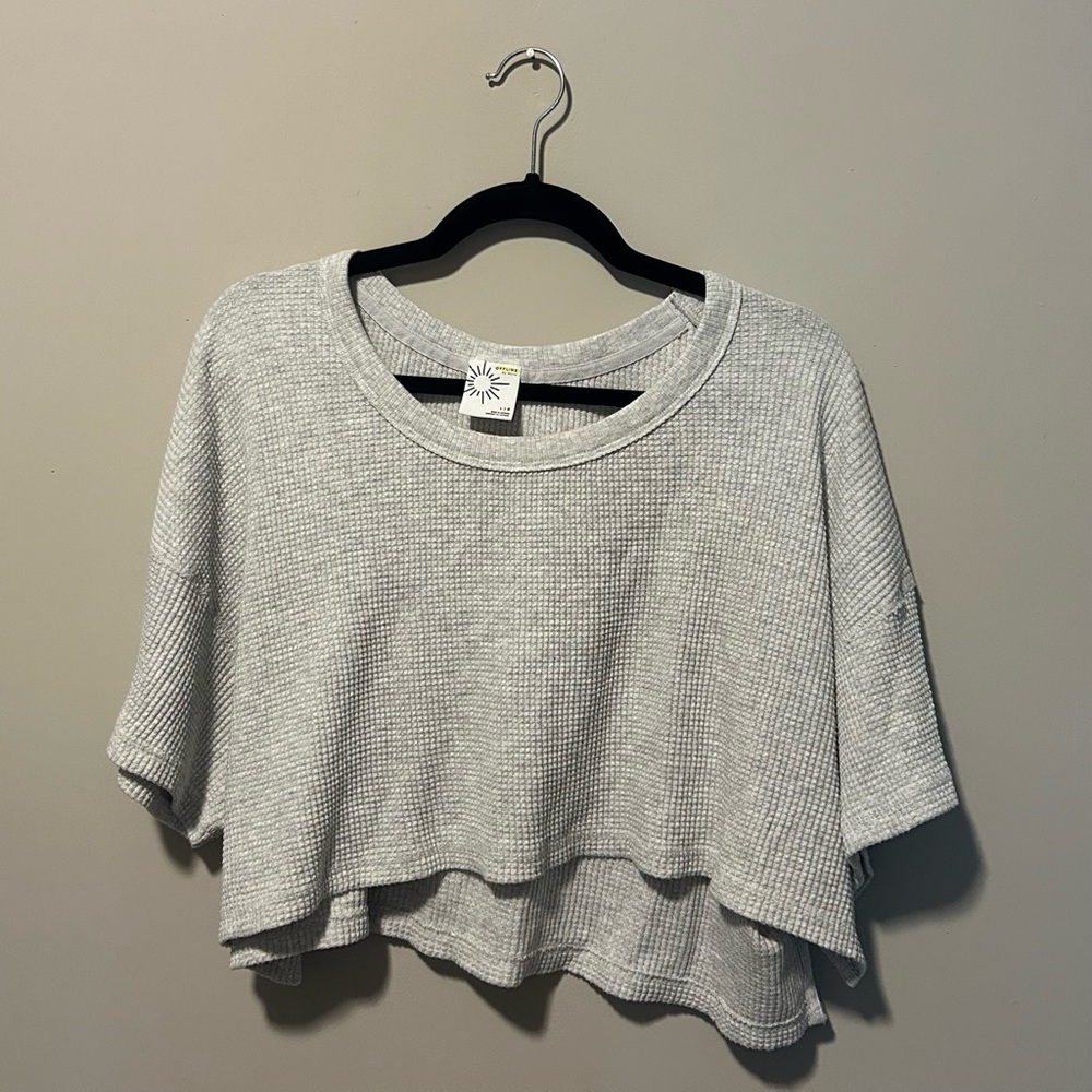 Aerie Offline Flowy Cropped Waffle Knit Top